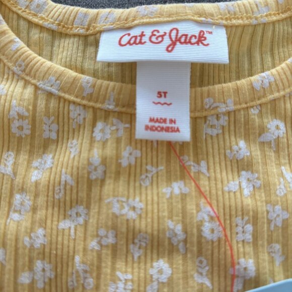 NWT Cat & Jack Rib Knit Floral Tee Yellow Size 5T - Picture 3 of 3